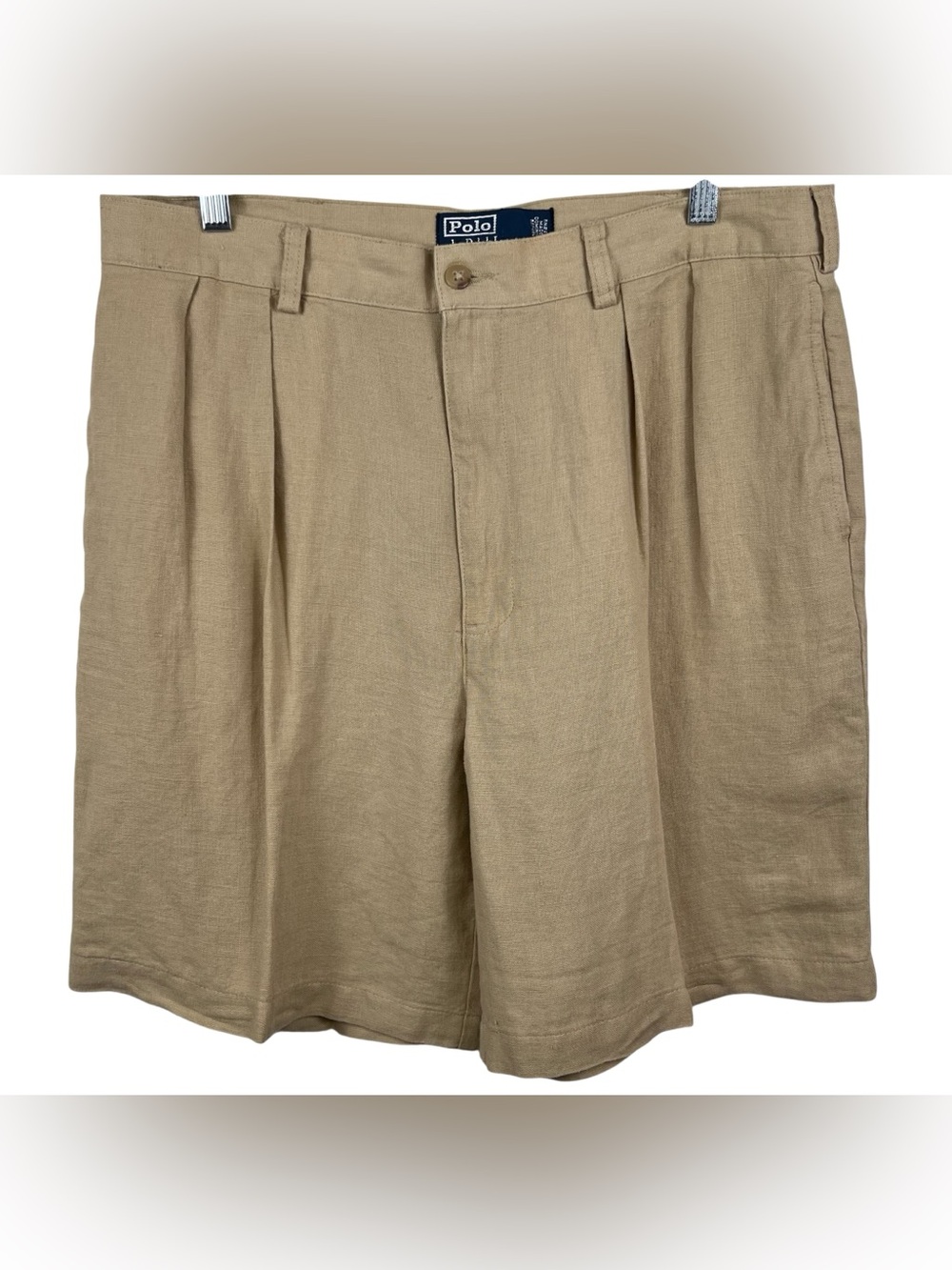 Vintage Polo Ralph Lauren Linen shorts pleated Men’s 35 Beige Tan Tyler